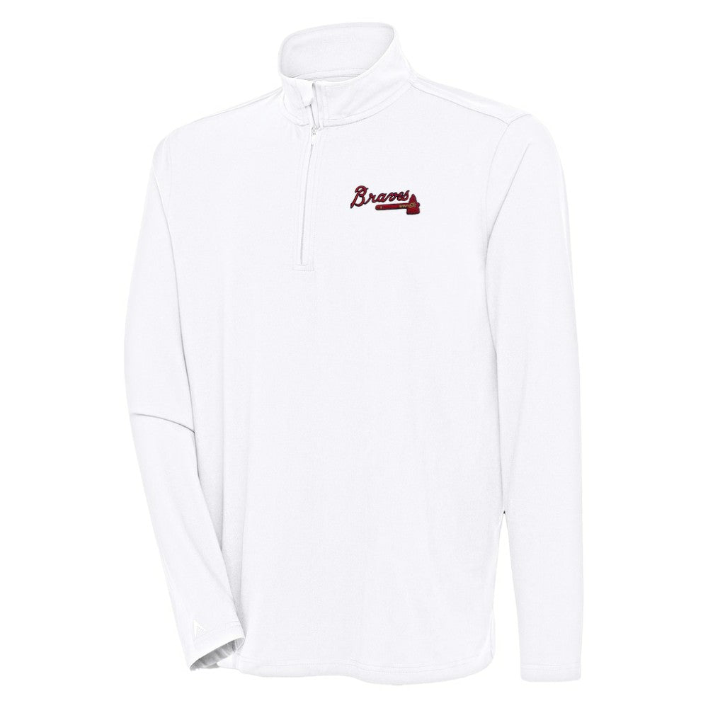 Atlanta Braves Antigua Hunk Quarter-Zip Pullover Top Sale