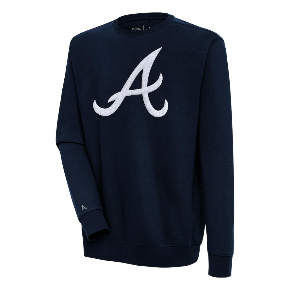 Atlanta Braves Antigua Victory Crewneck Chenille Pullover Sweatshirt Discount