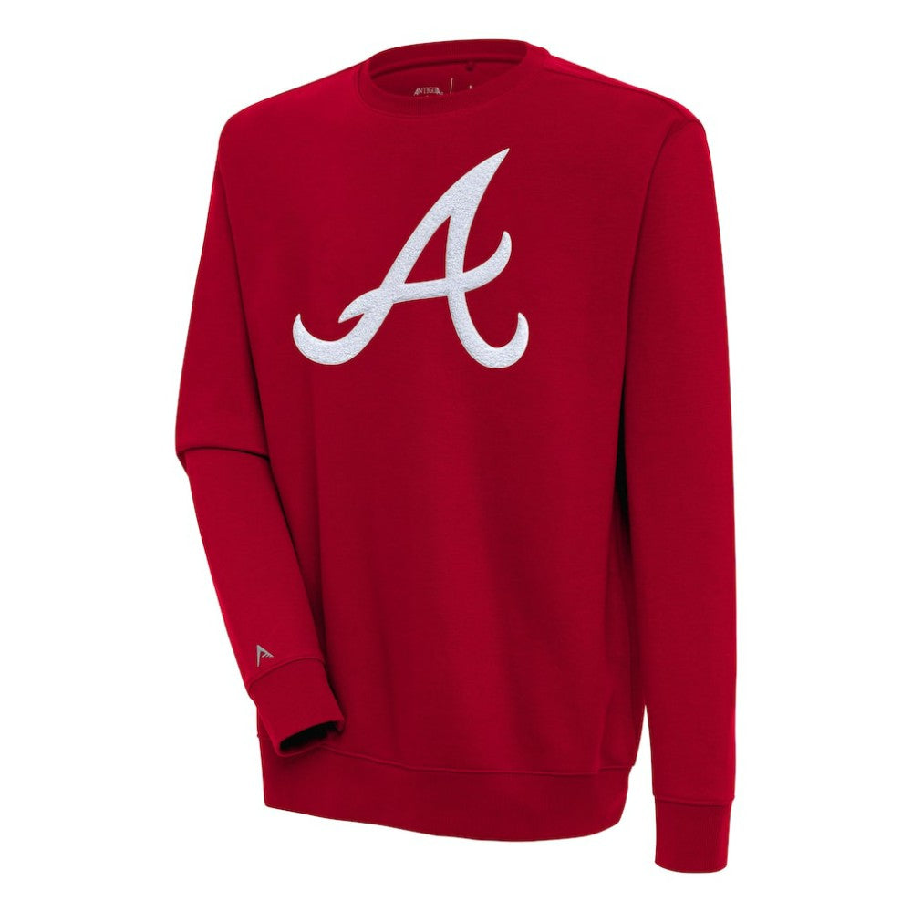 Atlanta Braves Antigua Victory Crewneck Chenille Pullover Sweatshirt Online