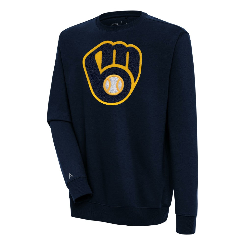 Milwaukee Brewers Antigua Victory Crewneck Chenille Pullover Sweatshirt Discount