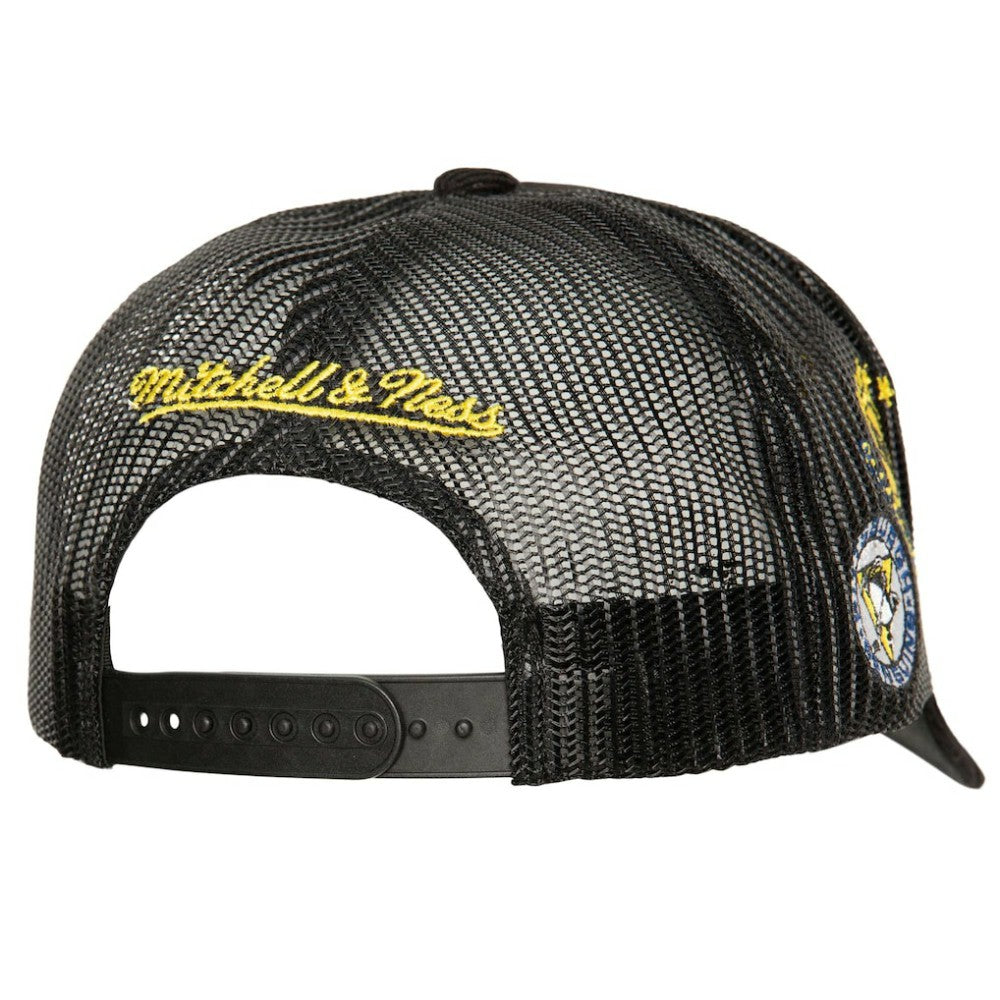 Pittsburgh Penguins Mitchell & Ness Times Up Classic Script Cord Trucker Adjustable Hat - Black | NHL online