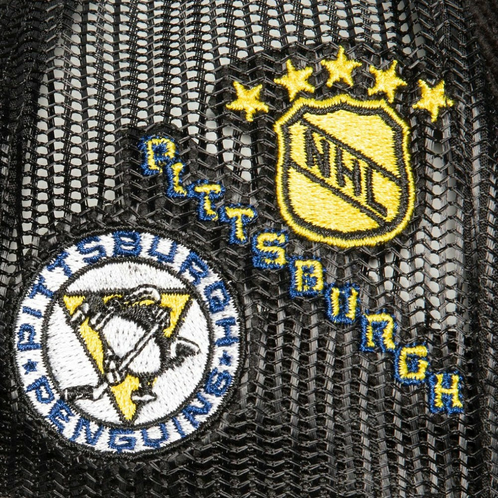 Pittsburgh Penguins Mitchell & Ness Times Up Classic Script Cord Trucker Adjustable Hat - Black | NHL online