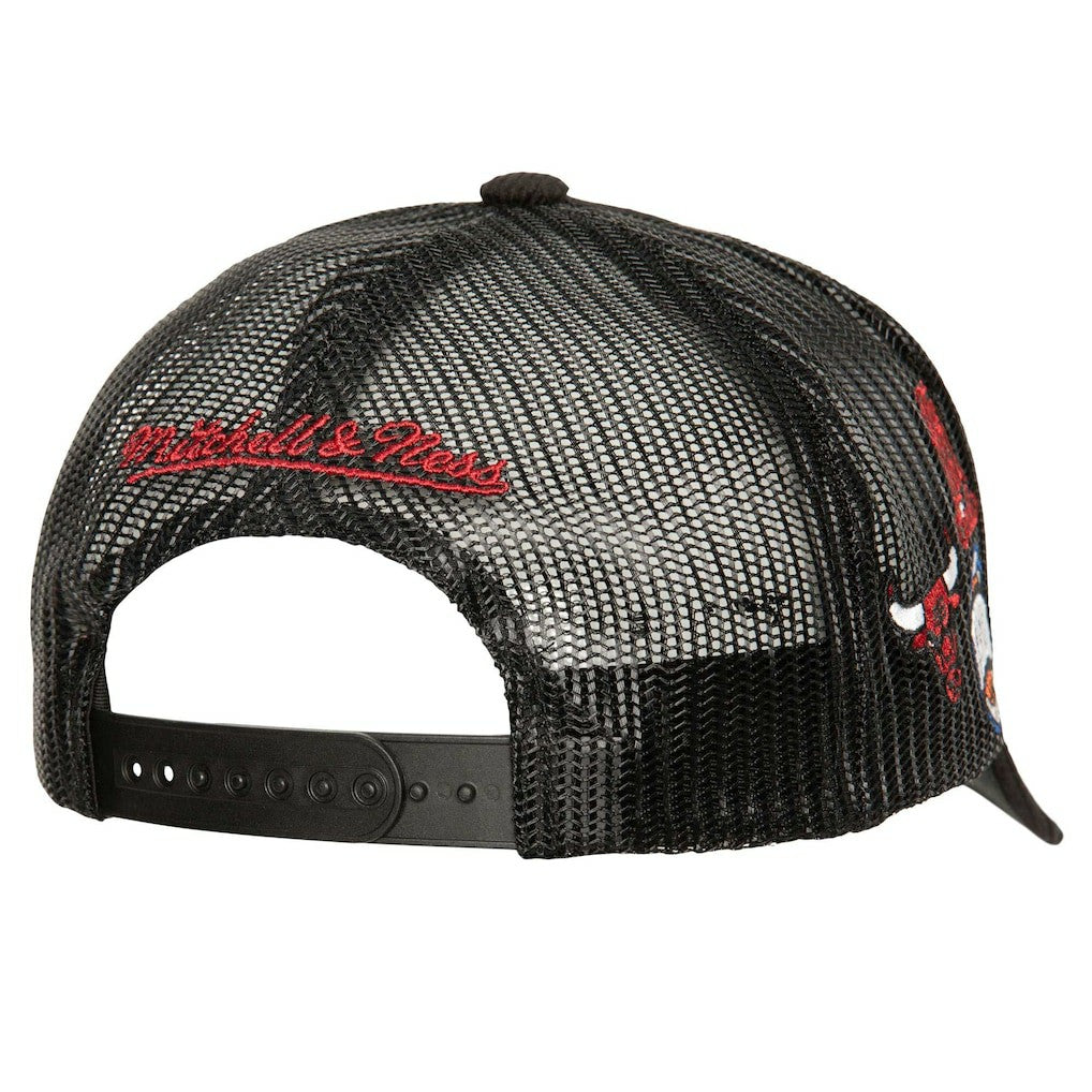 Mitchell & Ness Chicago Bulls Times Up Classic Script Cord Trucker Hat Black