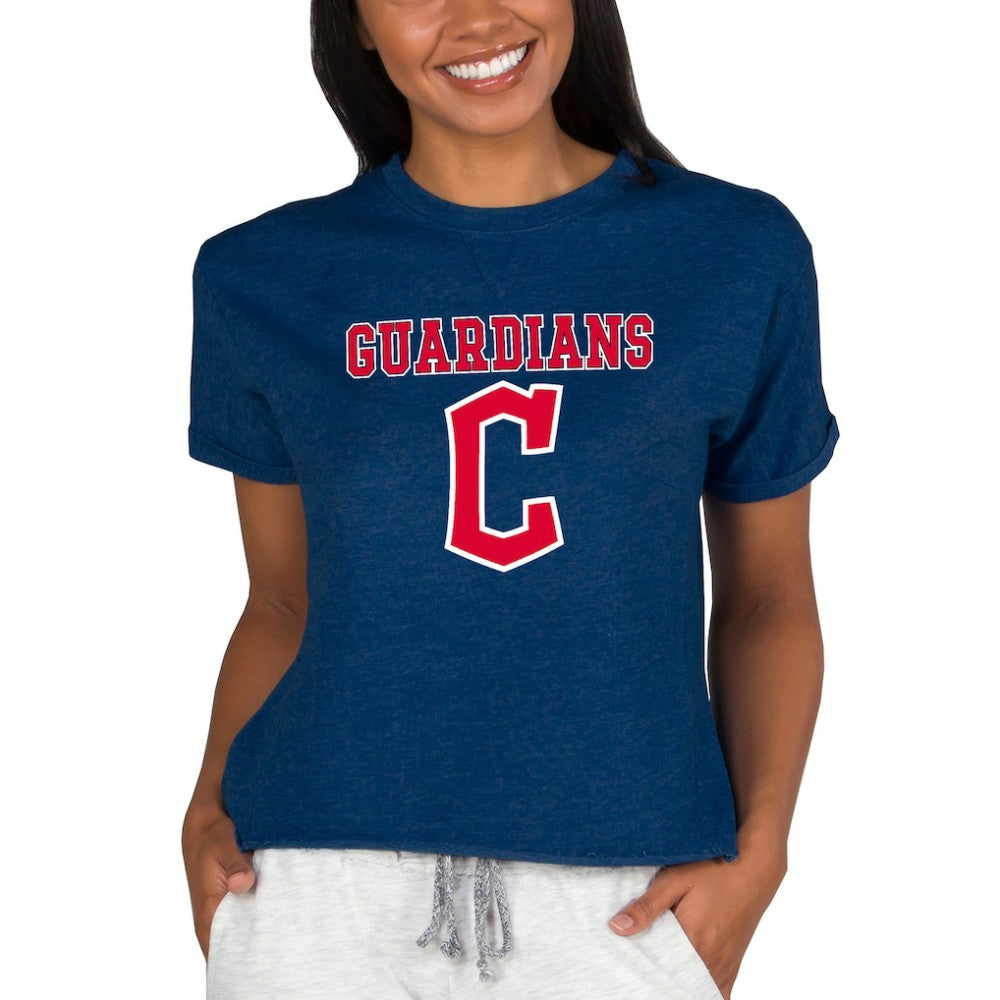 Cleveland Guardians Concepts Sport Women's Tri-Blend Mainstream Terry Short Sleeve Sweatshirt Top Near Me