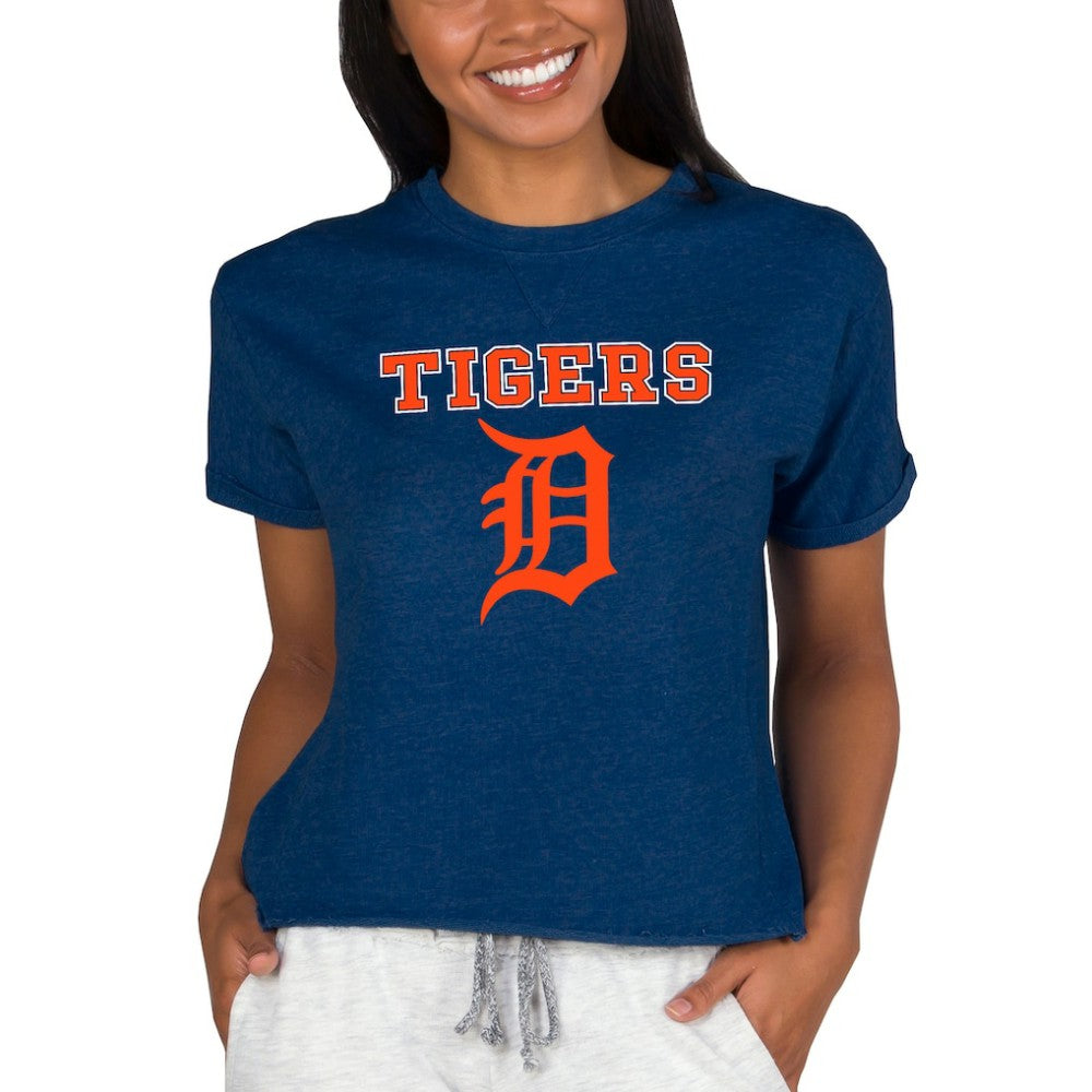 Detroit Tigers Concepts Sport Women's Tri-Blend Mainstream Terry Short Sleeve Sweatshirt Top Sale