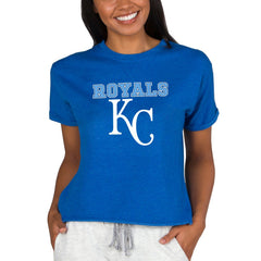 Kansas City Royals Concepts Sport Women's Tri-Blend Mainstream Terry Short Sleeve Sweatshirt Top for sale