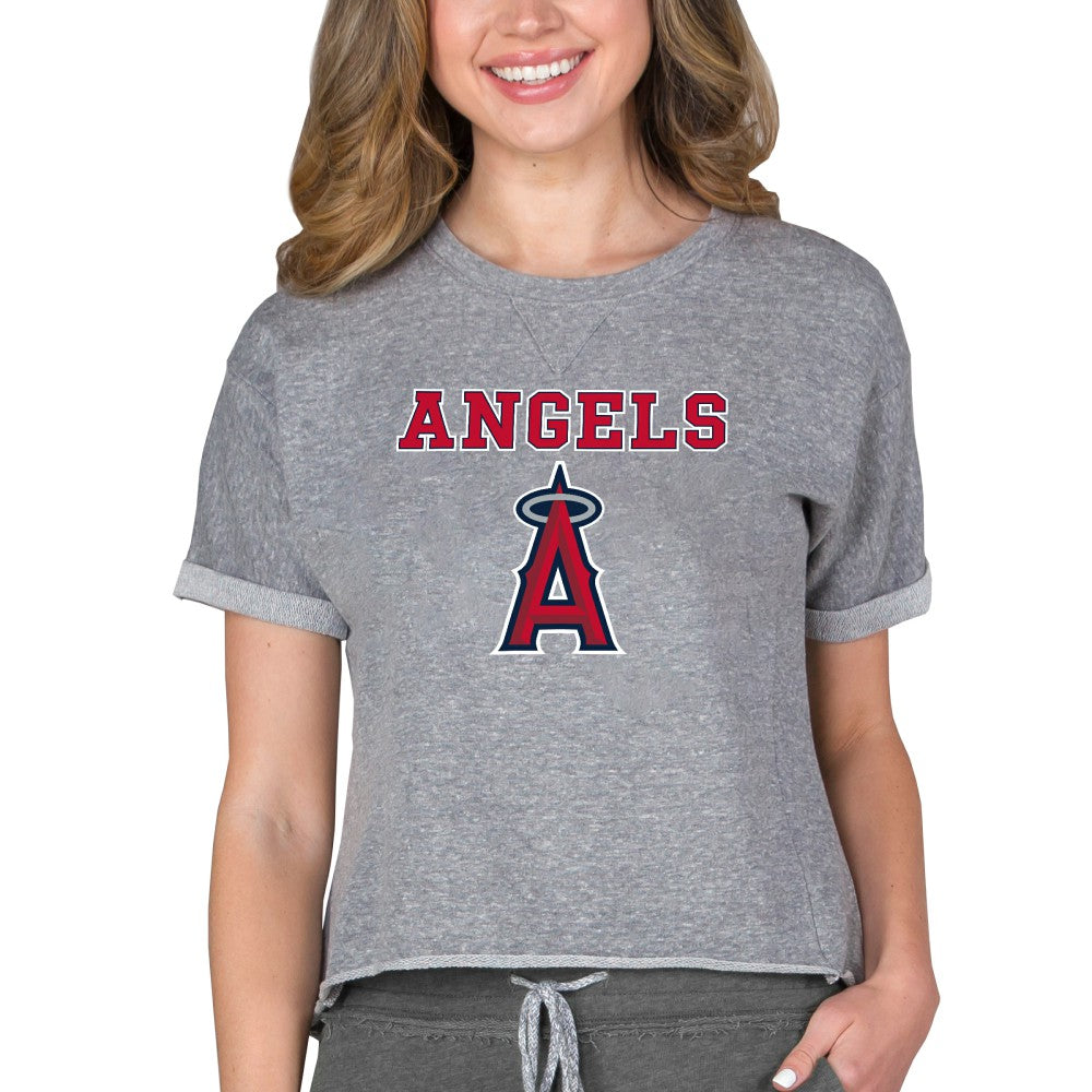 Los Angeles Angels Concepts Sport Women's Tri-Blend Mainstream Terry Short Sleeve Sweatshirt Top Sale