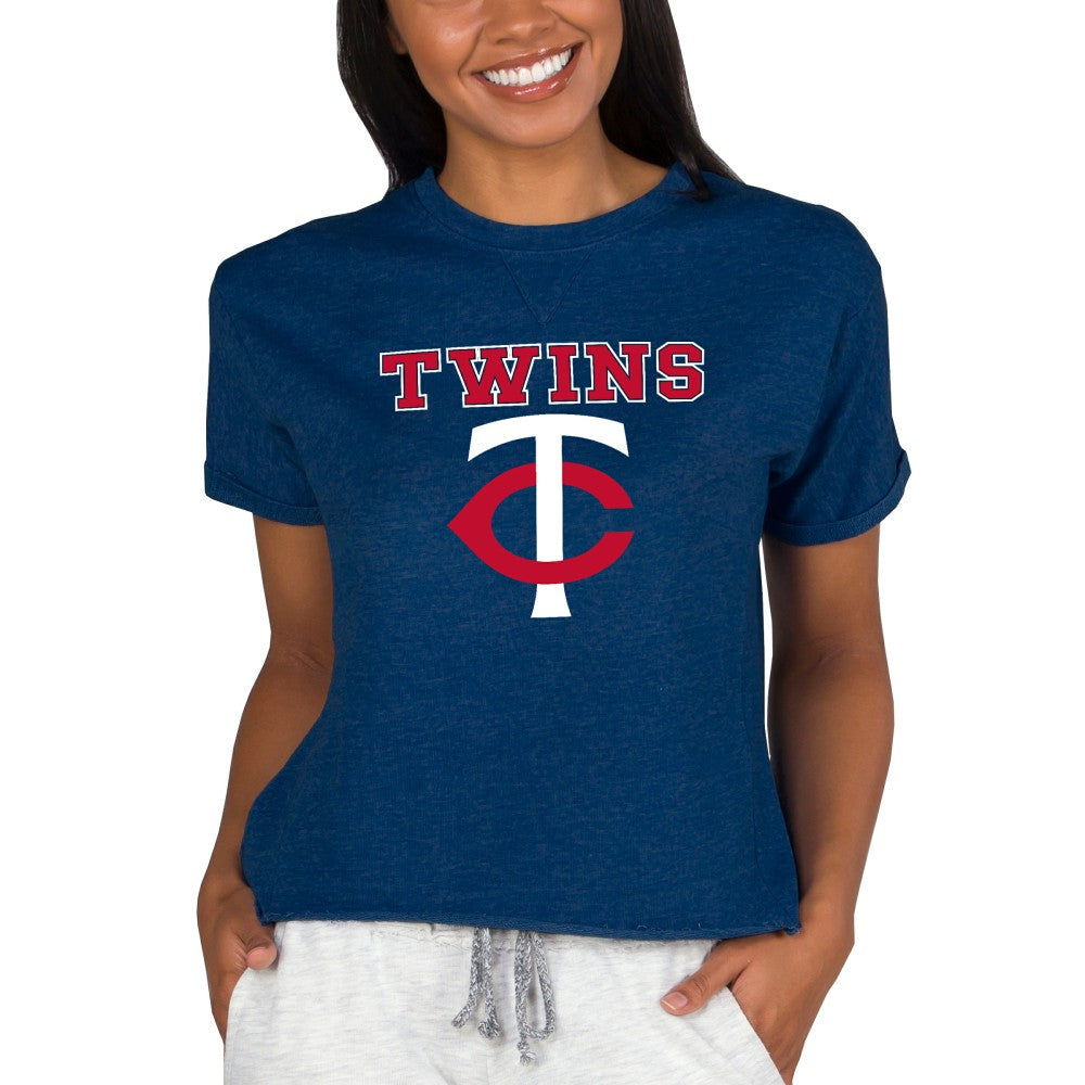 Minnesota Twins Concepts Sport Women's Tri-Blend Mainstream Terry Short Sleeve Sweatshirt Top Online