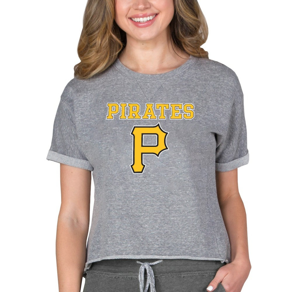 Pittsburgh Pirates Concepts Sport Women's Tri-Blend Mainstream Terry Short Sleeve Sweatshirt Top Discount
