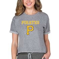 Pittsburgh Pirates Concepts Sport Women's Tri-Blend Mainstream Terry Short Sleeve Sweatshirt Top Discount