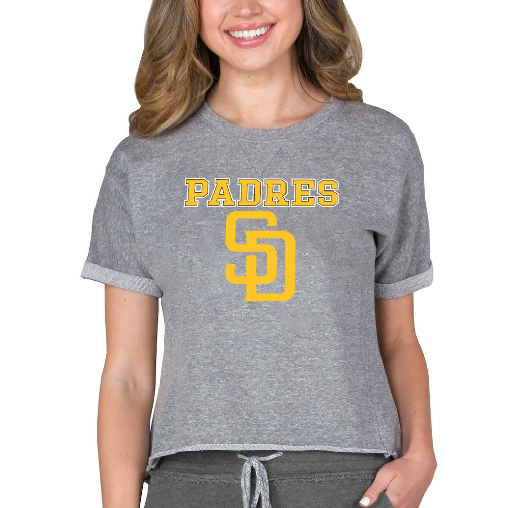 San Diego Padres Concepts Sport Women's Tri-Blend Mainstream Terry Short Sleeve Sweatshirt Top Online