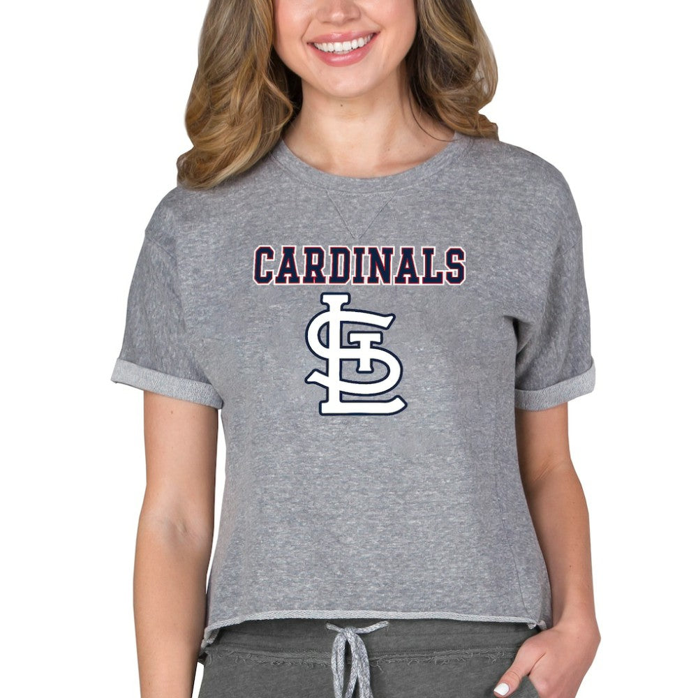St. Louis Cardinals Concepts Sport Women's Tri-Blend Mainstream Terry Short Sleeve Sweatshirt Top Sale