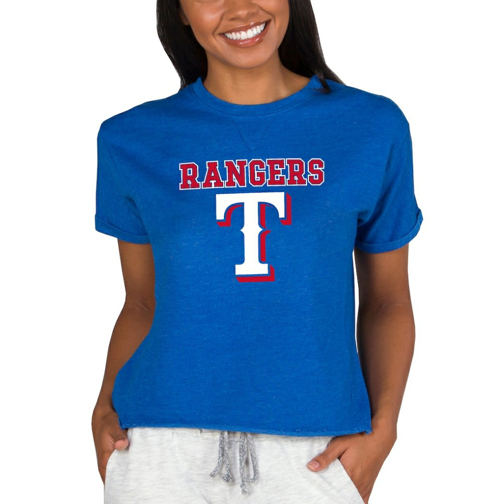 Texas Rangers Concepts Sport Women's Tri-Blend Mainstream Terry Short Sleeve Sweatshirt Top Online