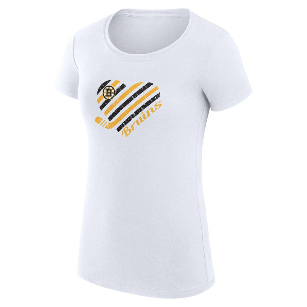Boston Bruins G-III 4Her by Carl Banks Women's Super-Slim Fit Lightweight Heart T-Shirt - White | NHL on sale