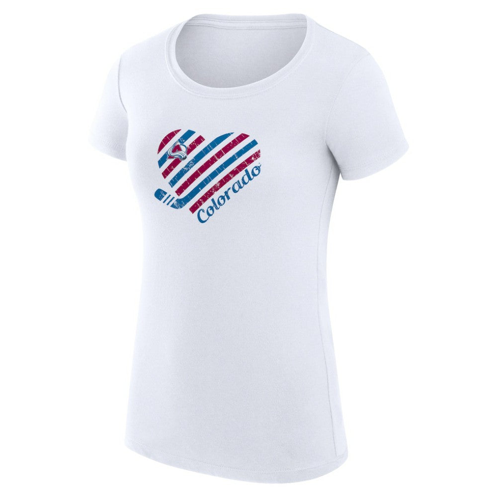 Colorado Avalanche G-III 4Her by Carl Banks Women's Super-Slim Fit Lightweight Heart T-Shirt - White | NHL Clearance