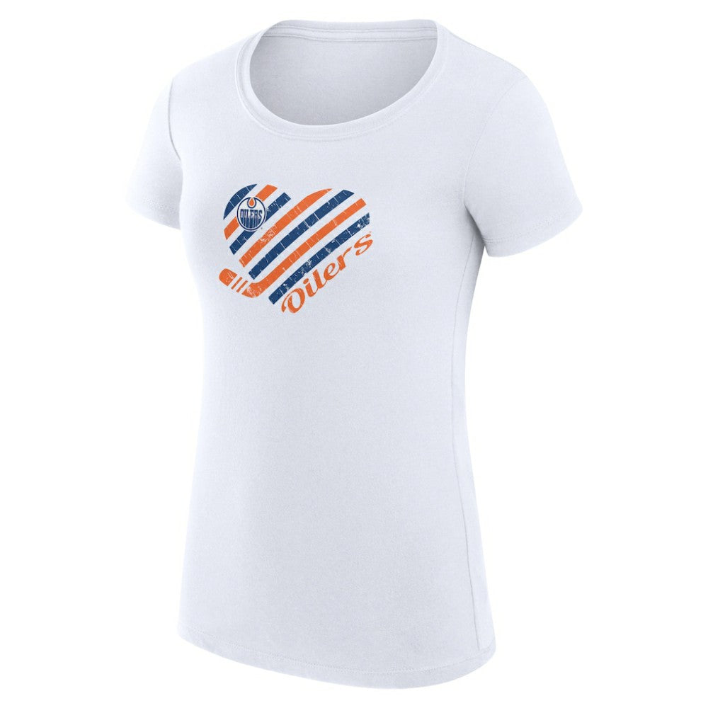 Edmonton Oilers G-III 4Her by Carl Banks Women's Super-Slim Fit Lightweight Heart T-Shirt - White | NHL sale