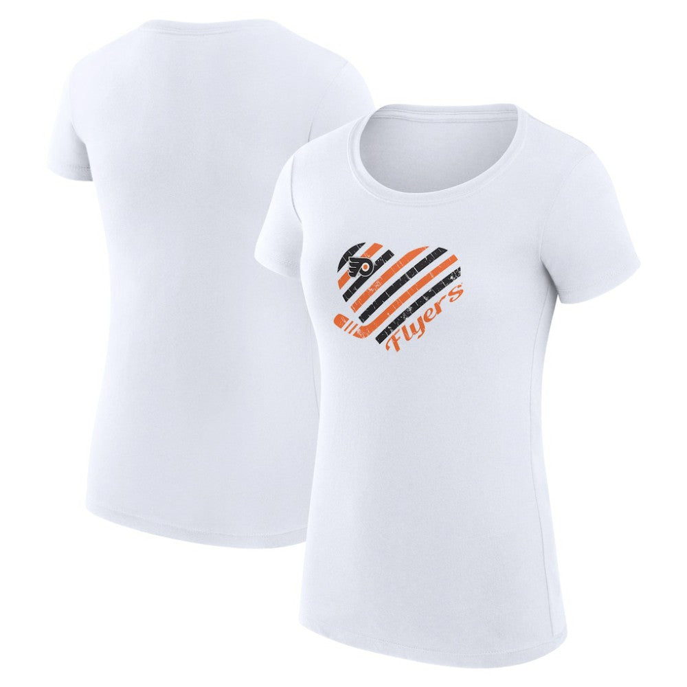 Philadelphia Flyers G-III 4Her by Carl Banks Women's Super-Slim Fit Lightweight Heart T-Shirt - White | NHL sale