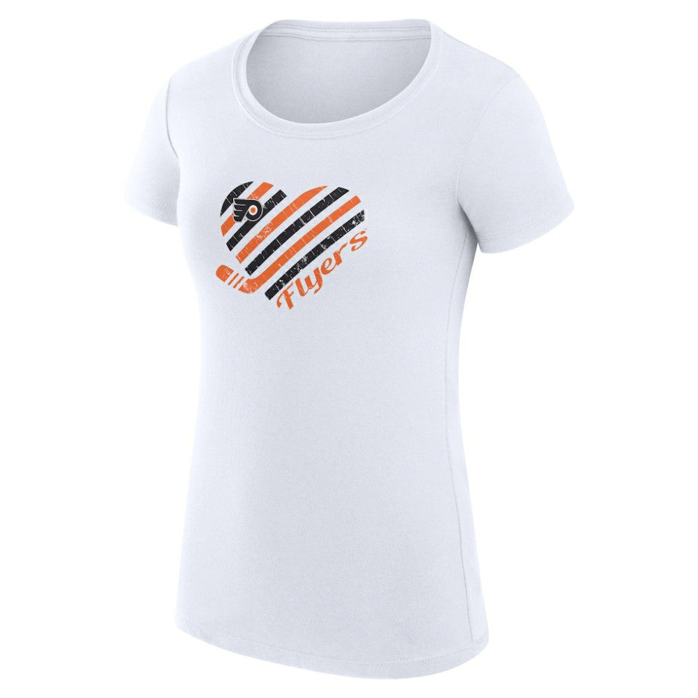 Philadelphia Flyers G-III 4Her by Carl Banks Women's Super-Slim Fit Lightweight Heart T-Shirt - White | NHL sale