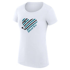San Jose Sharks G-III 4Her by Carl Banks Women's Super-Slim Fit Lightweight Heart T-Shirt - White | NHL sale