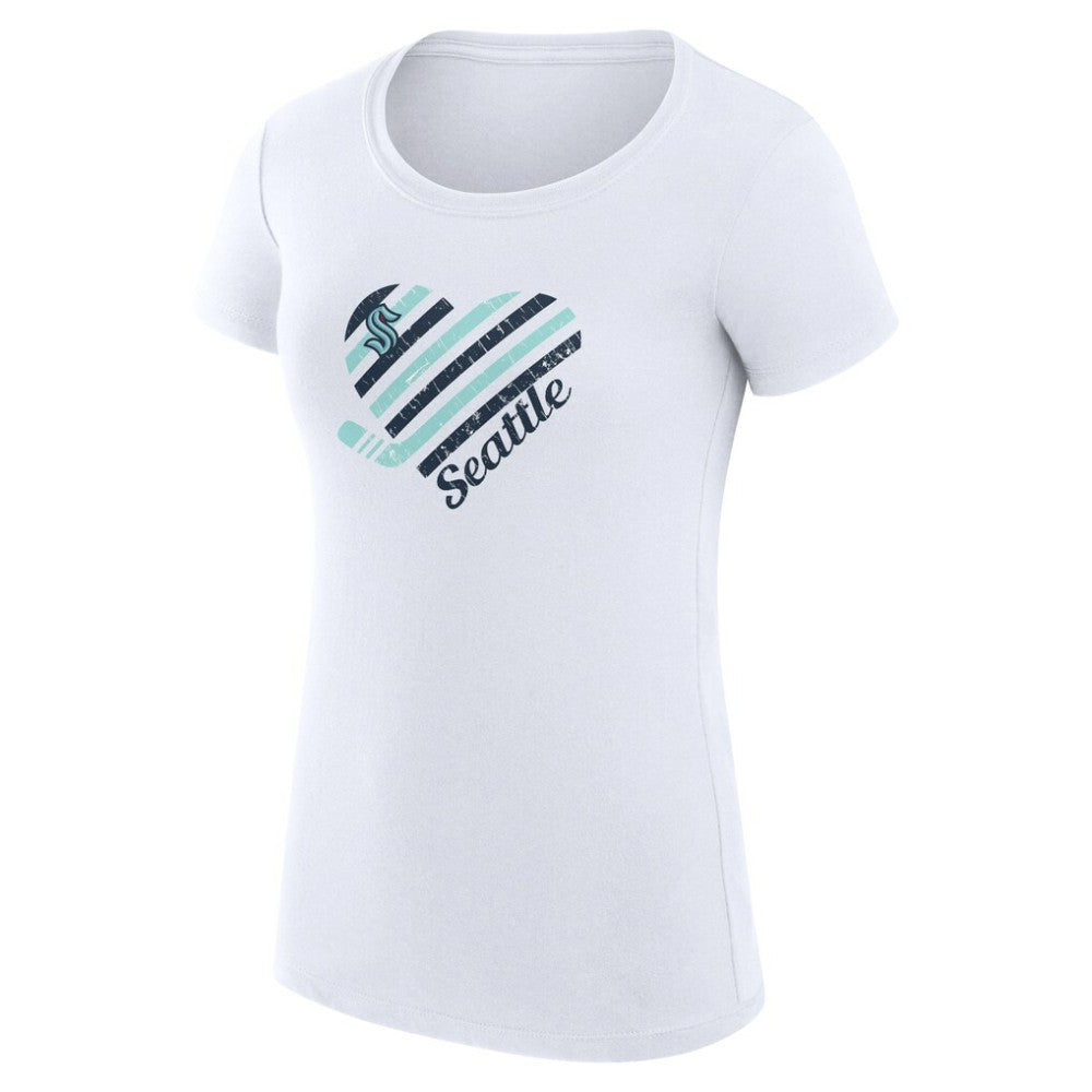 Seattle Kraken G-III 4Her by Carl Banks Women's Super-Slim Fit Lightweight Heart T-Shirt - White | NHL on sale