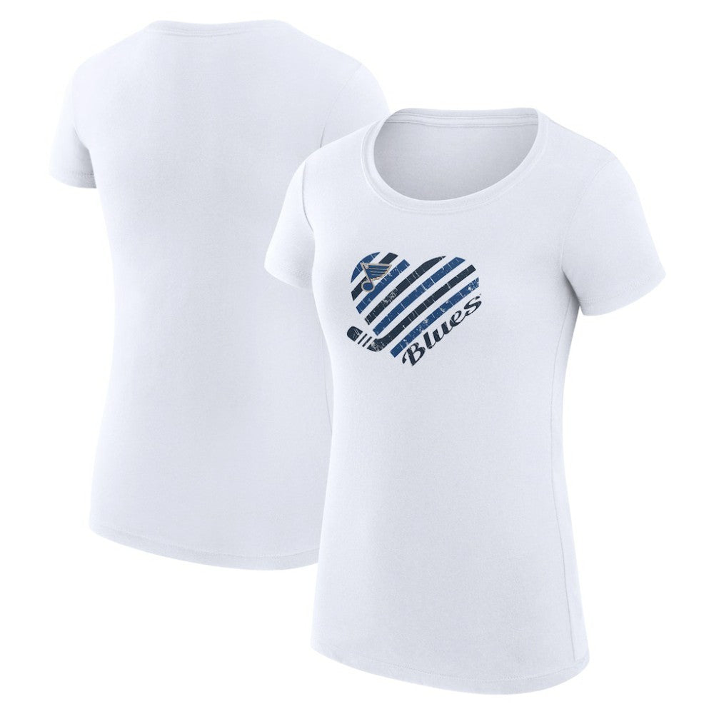 St. Louis Blues G-III 4Her by Carl Banks Women's Super-Slim Fit Lightweight Heart T-Shirt - White | NHL online
