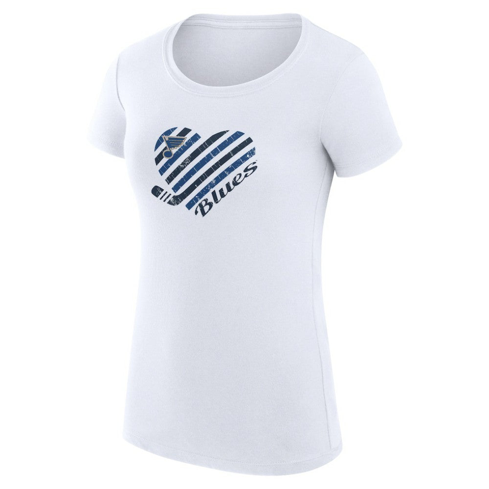 St. Louis Blues G-III 4Her by Carl Banks Women's Super-Slim Fit Lightweight Heart T-Shirt - White | NHL online