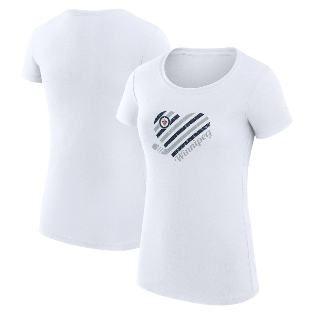 Winnipeg Jets G-III 4Her by Carl Banks Women's Super-Slim Fit Lightweight Heart T-Shirt - White | NHL near me