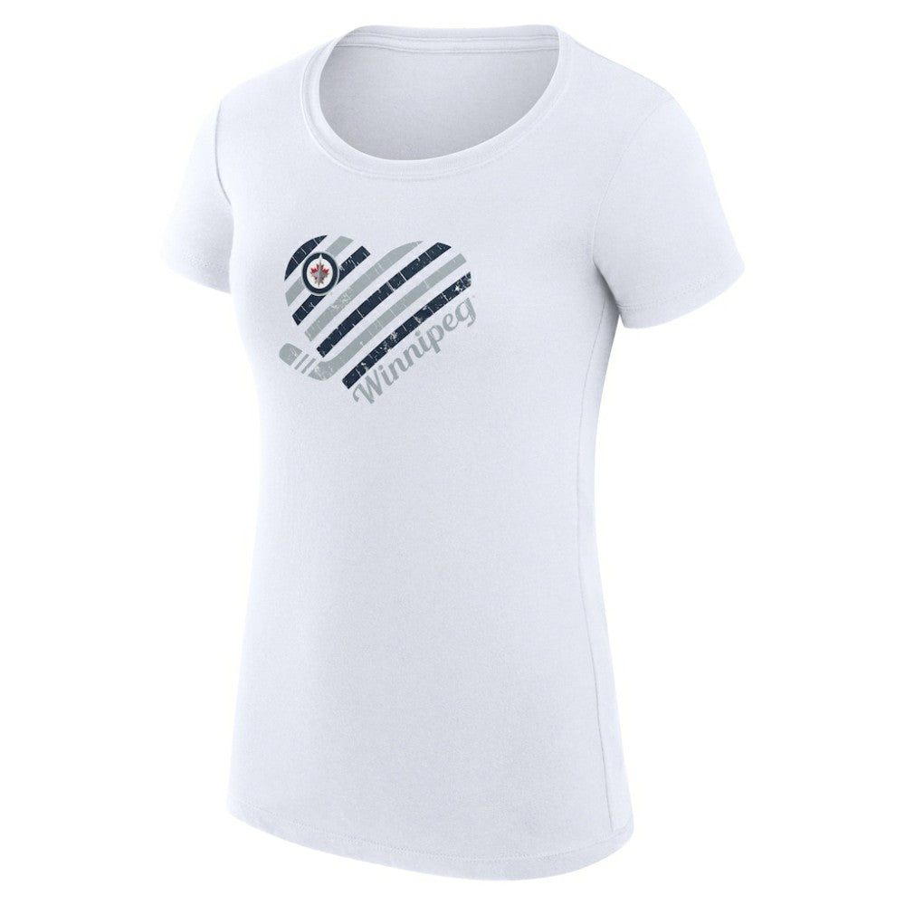 Winnipeg Jets G-III 4Her by Carl Banks Women's Super-Slim Fit Lightweight Heart T-Shirt - White | NHL near me