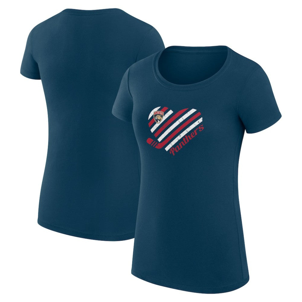 Florida Panthers G-III 4Her by Carl Banks Women's Super-Slim Fit Lightweight Heart T-Shirt - Navy | NHL Lifestyle