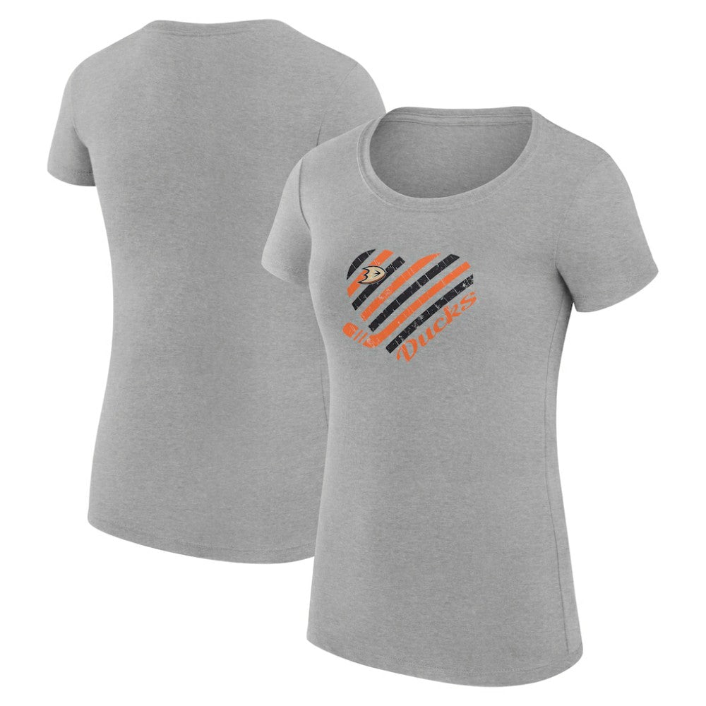 Anaheim Ducks G-III 4Her by Carl Banks Women's Super-Slim Fit Lightweight Heart T-Shirt - Heather Gray | NHL discount
