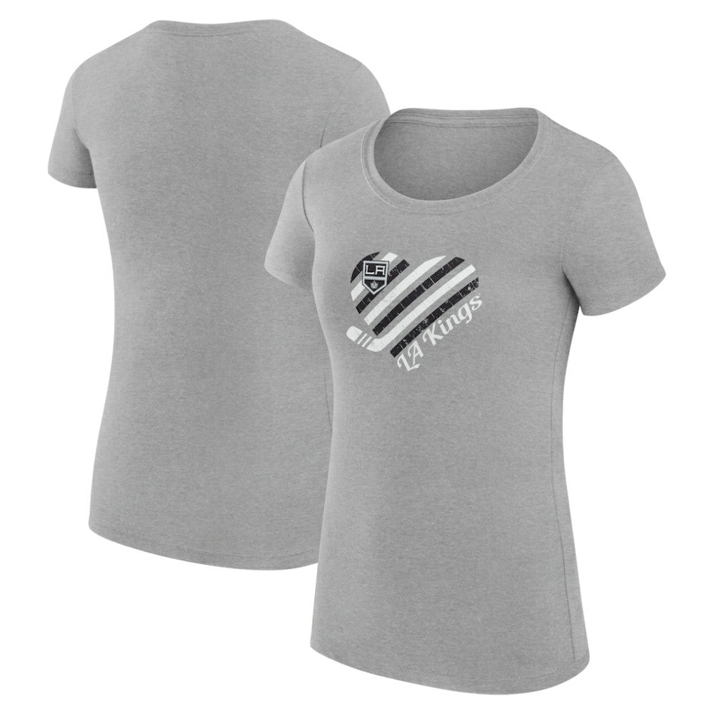 Los Angeles Kings G-III 4Her by Carl Banks Women's Super-Slim Fit Lightweight Heart T-Shirt - Heather Gray | NHL Lifestyle
