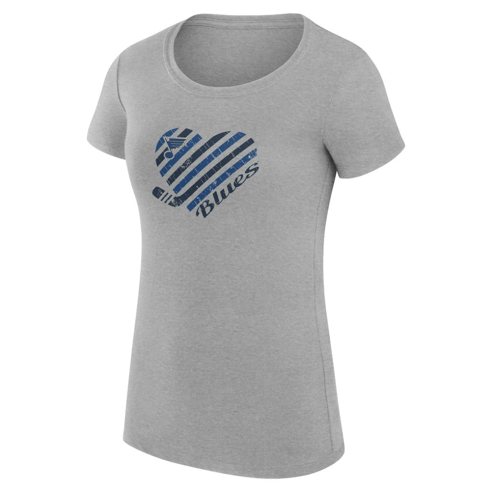 St. Louis Blues G-III 4Her by Carl Banks Women's Super-Slim Fit Lightweight Heart T-Shirt - Heather Gray | NHL on sale