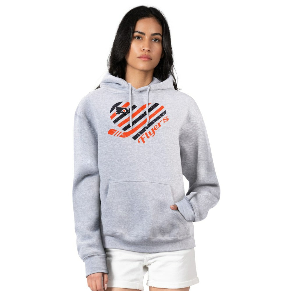Philadelphia Flyers G-III 4Her by Carl Banks Women's Heart Pullover Hoodie - Heather Gray | NHL Clearance
