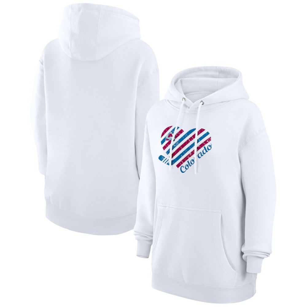 Colorado Avalanche G-III 4Her by Carl Banks Women's Heart Pullover Hoodie - White | NHL Clearance