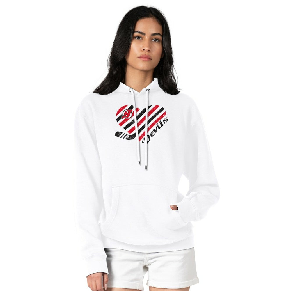 New Jersey Devils G-III 4Her by Carl Banks Women's Heart Pullover Hoodie - White | NHL Lifestyle