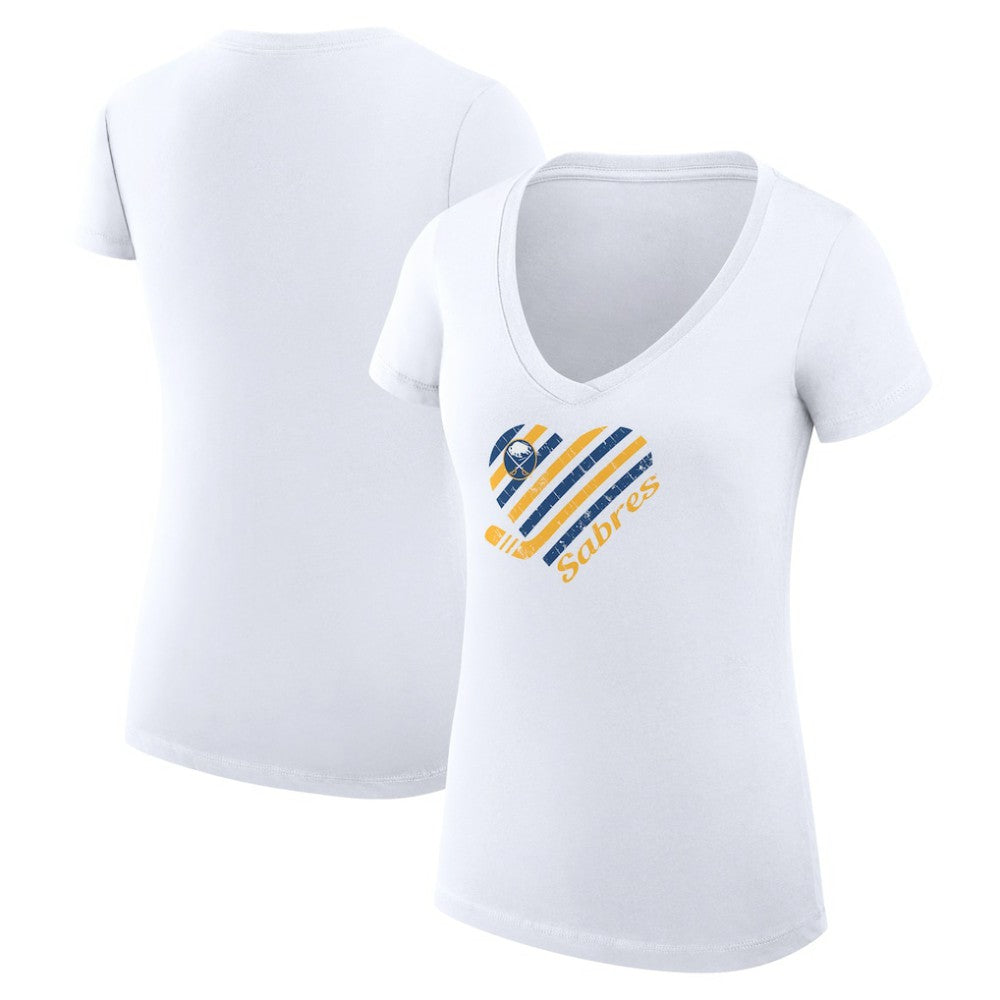 Buffalo Sabres G-III 4Her by Carl Banks Women's Super-Slim Fit Lightweight Heart V-Neck T-Shirt - White | NHL near me