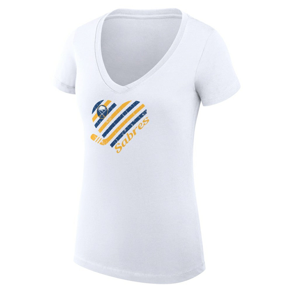 Buffalo Sabres G-III 4Her by Carl Banks Women's Super-Slim Fit Lightweight Heart V-Neck T-Shirt - White | NHL near me
