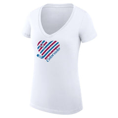 Colorado Avalanche G-III 4Her by Carl Banks Women's Super-Slim Fit Lightweight Heart V-Neck T-Shirt - White | NHL online