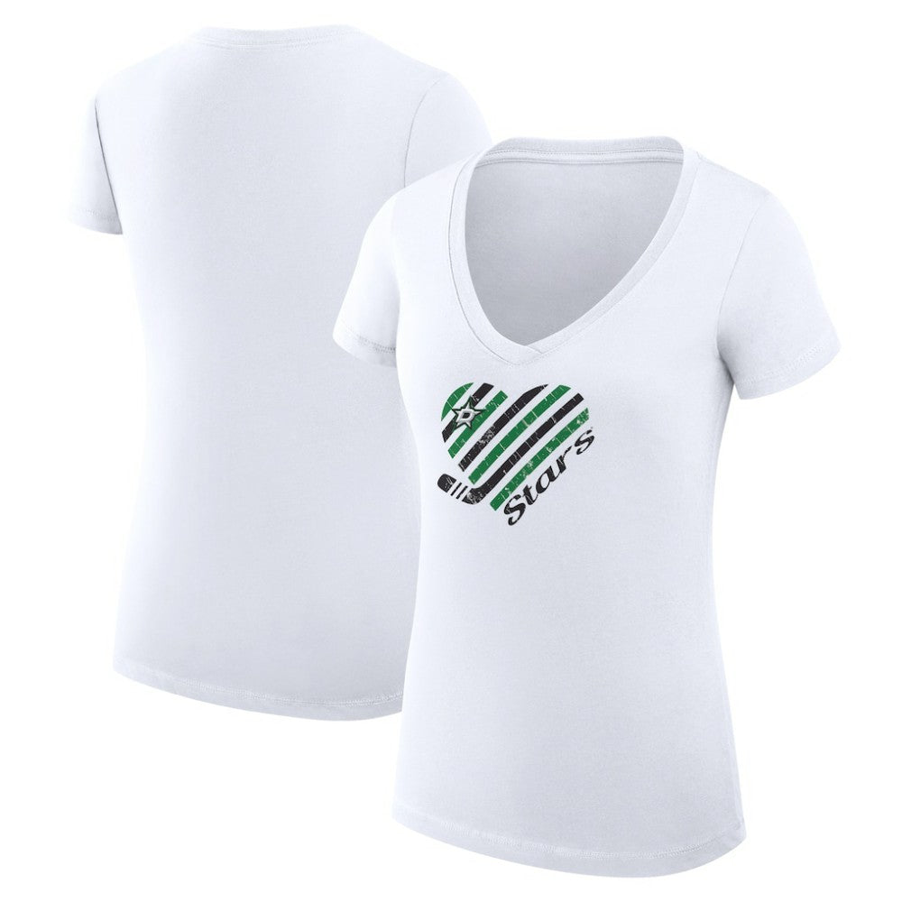 Dallas Stars G-III 4Her by Carl Banks Women's Super-Slim Fit Lightweight Heart V-Neck T-Shirt - White | NHL online