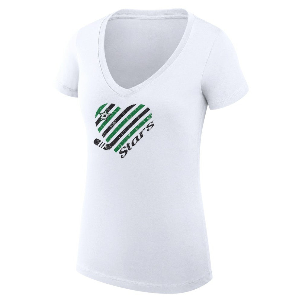 Dallas Stars G-III 4Her by Carl Banks Women's Super-Slim Fit Lightweight Heart V-Neck T-Shirt - White | NHL online