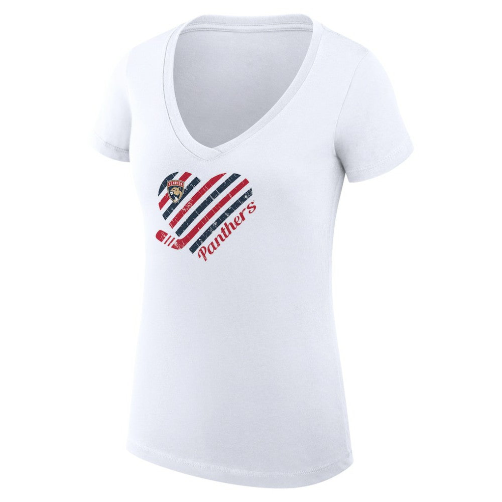 Florida Panthers G-III 4Her by Carl Banks Women's Super-Slim Fit Lightweight Heart V-Neck T-Shirt - White | NHL online