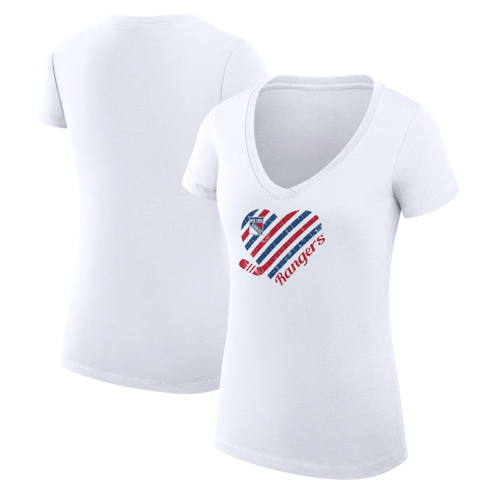 New York Rangers G-III 4Her by Carl Banks Women's Super-Slim Fit Lightweight Heart V-Neck T-Shirt - White | NHL discount