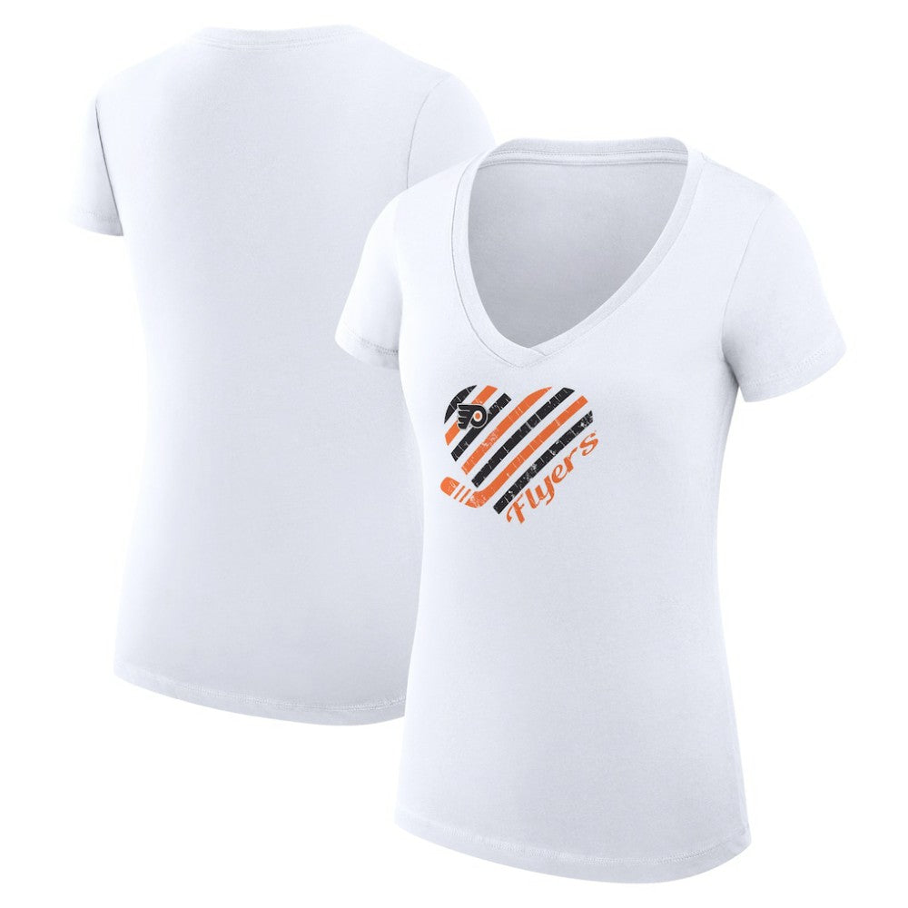 Philadelphia Flyers G-III 4Her by Carl Banks Women's Super-Slim Fit Lightweight Heart V-Neck T-Shirt - White | NHL online