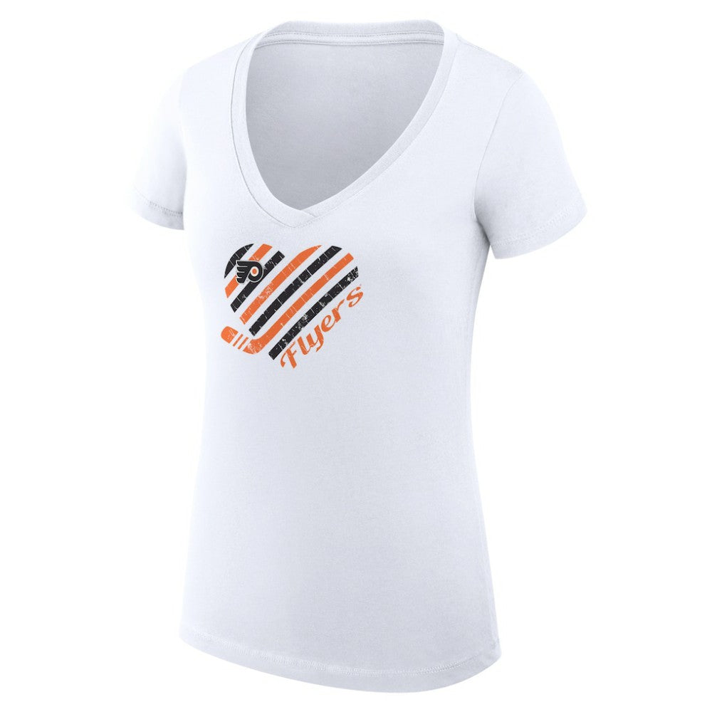 Philadelphia Flyers G-III 4Her by Carl Banks Women's Super-Slim Fit Lightweight Heart V-Neck T-Shirt - White | NHL online