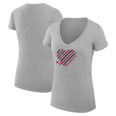 Florida Panthers G-III 4Her by Carl Banks Women's Super-Slim Fit Lightweight Heart V-Neck T-Shirt - Heather Gray | NHL near me