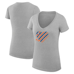 New York Islanders G-III 4Her by Carl Banks Women's Super-Slim Fit Lightweight Heart V-Neck T-Shirt - Heather Gray | NHL Lifestyle