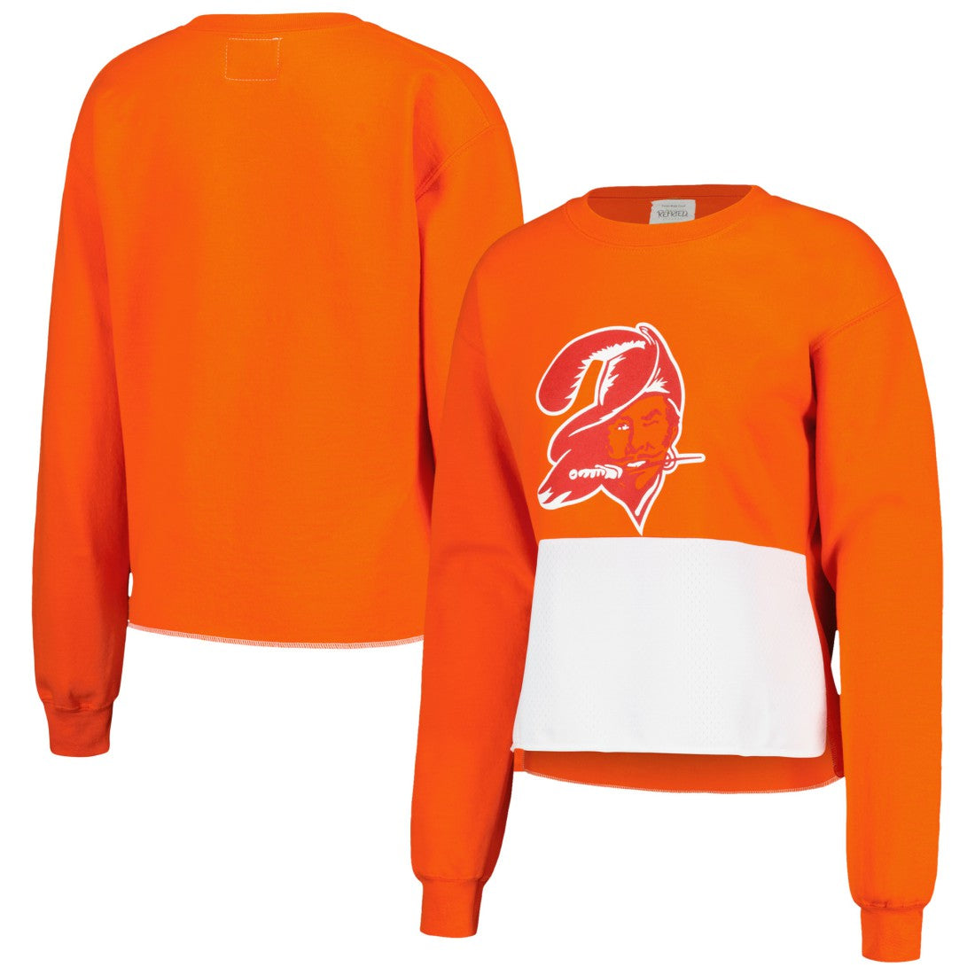 Tampa Bay Buccaneers Refried Apparel Women's Retro Cropped Tri-Blend Pullover Sweatshirt - Orange - NFL