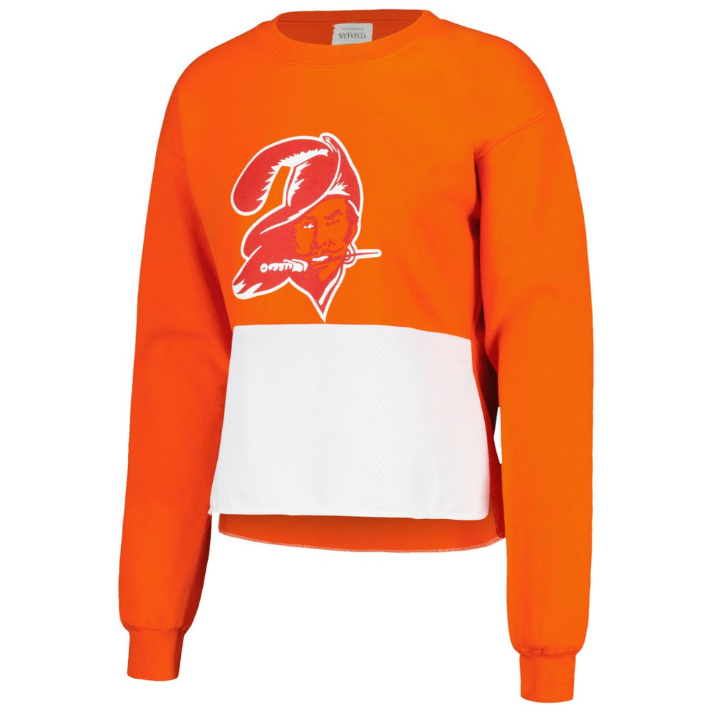 Tampa Bay Buccaneers Refried Apparel Women's Retro Cropped Tri-Blend Pullover Sweatshirt - Orange - NFL