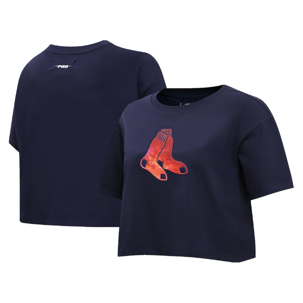 Boston Red Sox Pro Standard Women's Painted Sky Boxy Cropped T-Shirt Sale