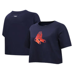 Boston Red Sox Pro Standard Women's Painted Sky Boxy Cropped T-Shirt Sale